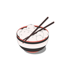 Rice With Chopsticks Composition