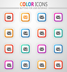 Mail and envelope icons set