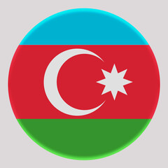 3D Flag of Azerbaijan on circle