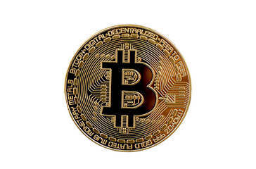 a bitcoin on a white background