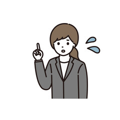 困った顔でポイントを説明するスーツの女性のイラスト