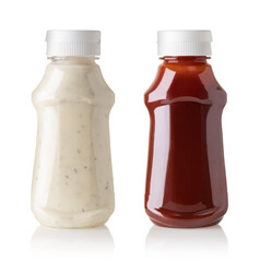 sauce bottle on white background