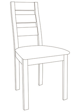 recommend clip art: Simple Dining Chair Black Outline On A White Background. Schematic Drawing of a Conventional Chair. Chair For Dining Area Or Restaurant. Interior Furniture. 