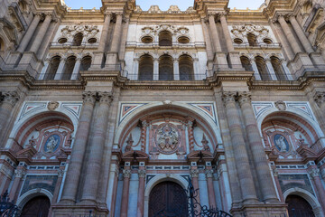 Fototapeta na wymiar Malaga / Spain - October 15, 2020: The Cathedral of Malaga is a Roman Catholic church in the city of Malaga in Andalusia in southern Spain