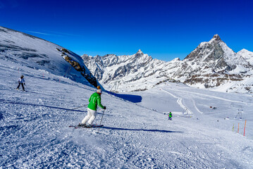A ski slopes in ski resort in Breuil-Cervinia/Zermatt.