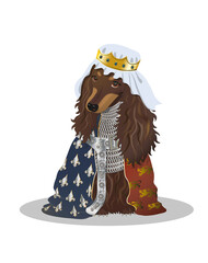 Image of a dachshund dog in a templar costume in vector