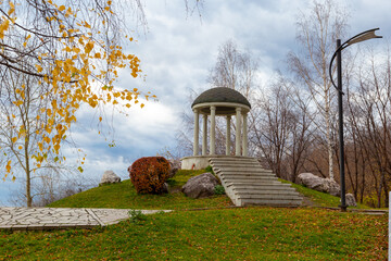 Gazebo on the pond embankment Tagil. Nizhny Tagil. Sverdlovsk region. Russia