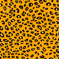 Abstract modern leopard seamless pattern. Animals trendy background. Orange and brown decorative vector stock illustration for print, card, postcard, fabric, textile. Modern ornament of stylized skin