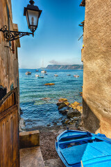 Picturesque streets and alleys in the seaside village, Scilla, Italy