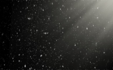 Snowfall on black background, an abstract background,Defocused Lights .