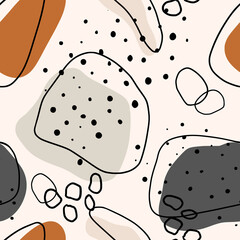 Hand drawn vector seamless organic pattern. Organic shapes, lines and textures for a background.