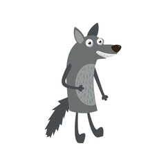 Cartoon forest animals wolf for kids vector illustration