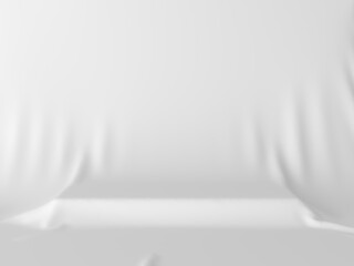 Obraz na płótnie Canvas White cloth-covered product display platform. 3D Render
