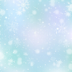 Fototapeta na wymiar Blue winter background with snowflakes