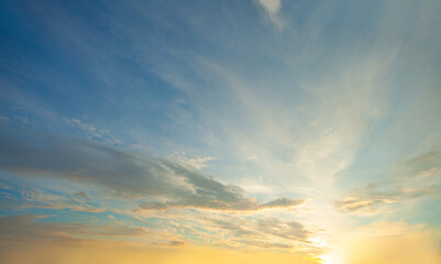 Naklejka na ściany i meble Dawn sky background, beautiful landscape