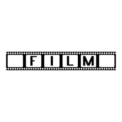 Logotipo con texto film en tira de película en color negro