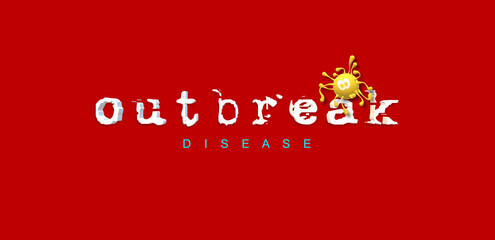 Fototapeta na wymiar Disease Outbreak. Simulation drawing of the virus. 3D illustration is referring to the pandemic, COVID-19. Coronavirus. Modern colorful banner. Isolated elements on red background, great contrast.