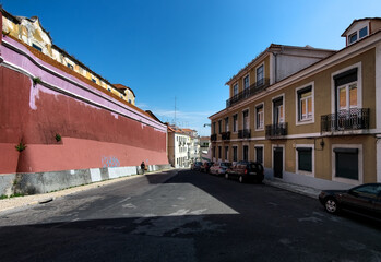 Early morning in Lisbon. Walks in the old town. Portugal.