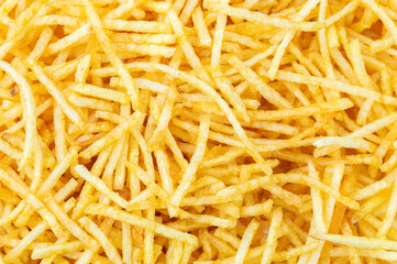 Close up of yummy french fries as background