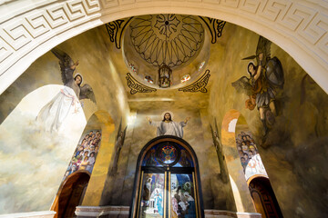 Public cathedral coptic egyptian church at the sky background