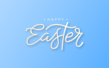 Happy Easter 3d lettering inscription. Vector Easter decorative calligraphy.