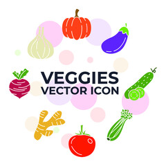 Set of veggies icon. vegetarian, vegetable pack symbol template for graphic and web design collection logo vector illustration