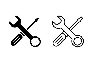 Repair tools icon set. tool icon vector. setting icon vector. Wrench and screwdriver. support, Service