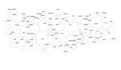 Turkey Map. Vector image. White background.