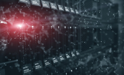 3D Abstract technology and engineering server equipment background.