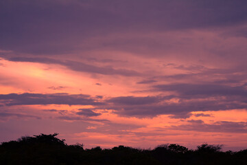 Striking fluffy clouds in the blue sky. Background for designers.