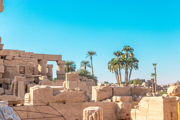 the Karnak temple of Luxor, Egypt. this was the largest temple complex of Amun-Ra god in ancient...