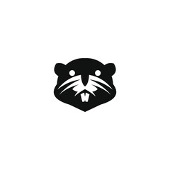beaver siluet logo vector icon - obrazy, fototapety, plakaty
