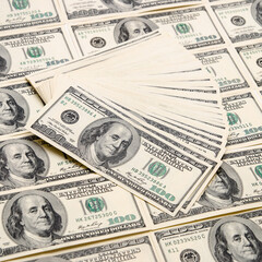 Banknotes of one hundred American dollars