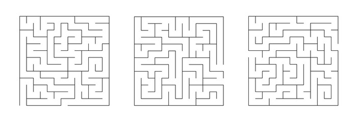 Set Of Vector Mazes. Square Labyrinth Illustrations