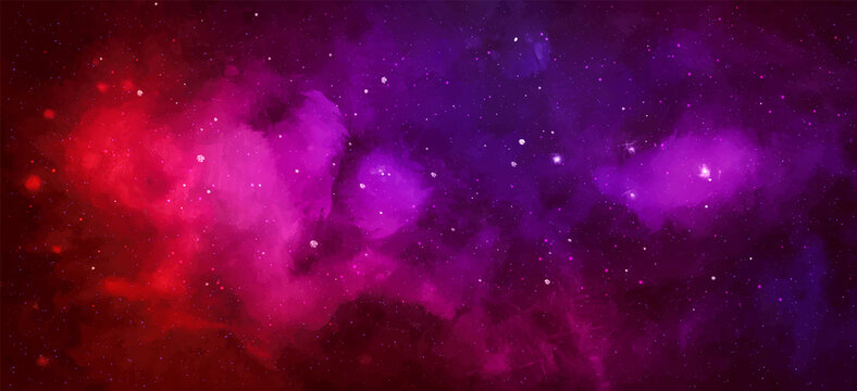 Vector cosmic watercolor illustration. Colorful space background © WhataWin