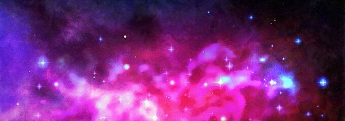 Cosmic artistic illustration. Colorful space background with stars