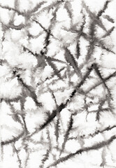 Abstract texture black china ink on watercolor paper background