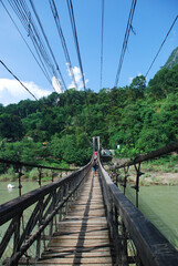 Thrill hike on a hanging bridge
