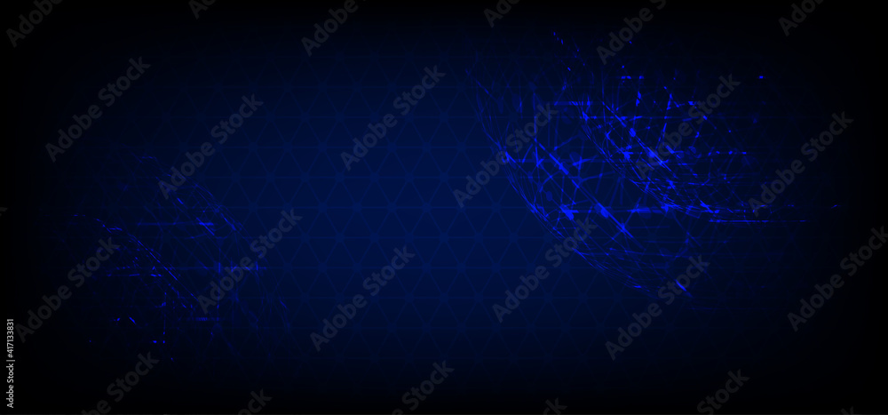 Poster abstract tech circle structure design artwork template. overlapping with line style design of blue s