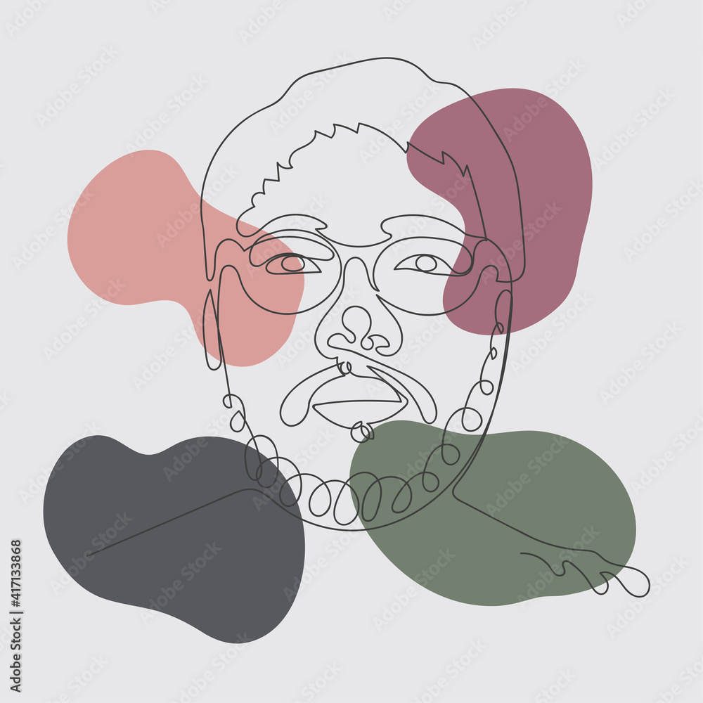 Poster abstract hero face drawing of illustration style shape. decorative with retro style of minimal color