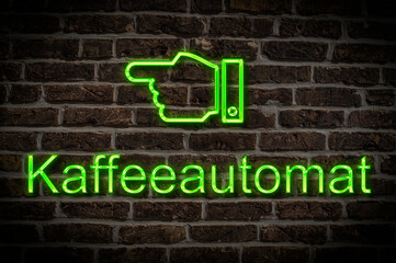 Fototapeta premium Leuchtreklame Kaffeeautomat
