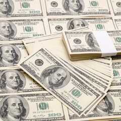 Banknotes of one hundred American dollars