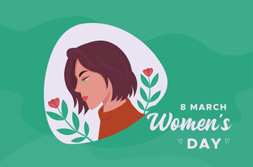 international women's day, 8 march. in green background