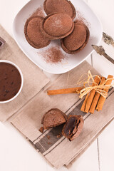 Pasticciotto cake with chocolate filling.