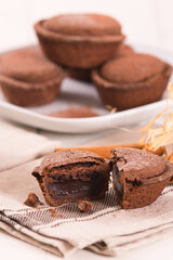 Pasticciotto cake with chocolate filling.