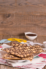 Carnival pastry with chocolate.