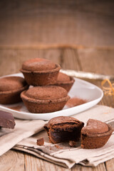 Pasticciotto cake with chocolate filling.