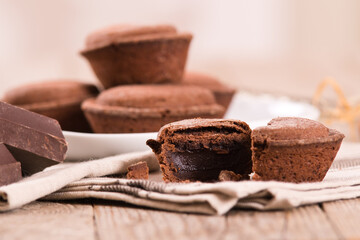 Pasticciotto cake with chocolate filling.