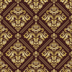 Classic seamless pattern. Damask orient golden ornament. Classic vintage background. Orient ornament for fabric, wallpaper and packaging