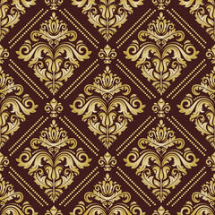 Classic seamless pattern. Damask orient golden ornament. Classic vintage background. Orient ornament for fabric, wallpaper and packaging